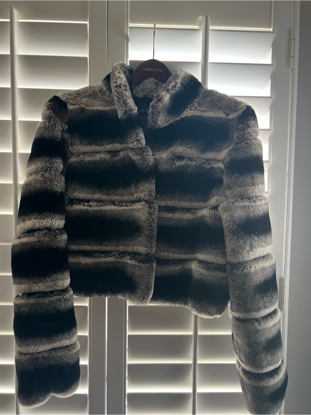 Black & Gray cropped fur jacket